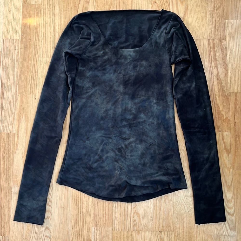 LOST SEWL ORGANICS Bamboo Tie Dye Long Sleeve Tee, Black & Green S/M